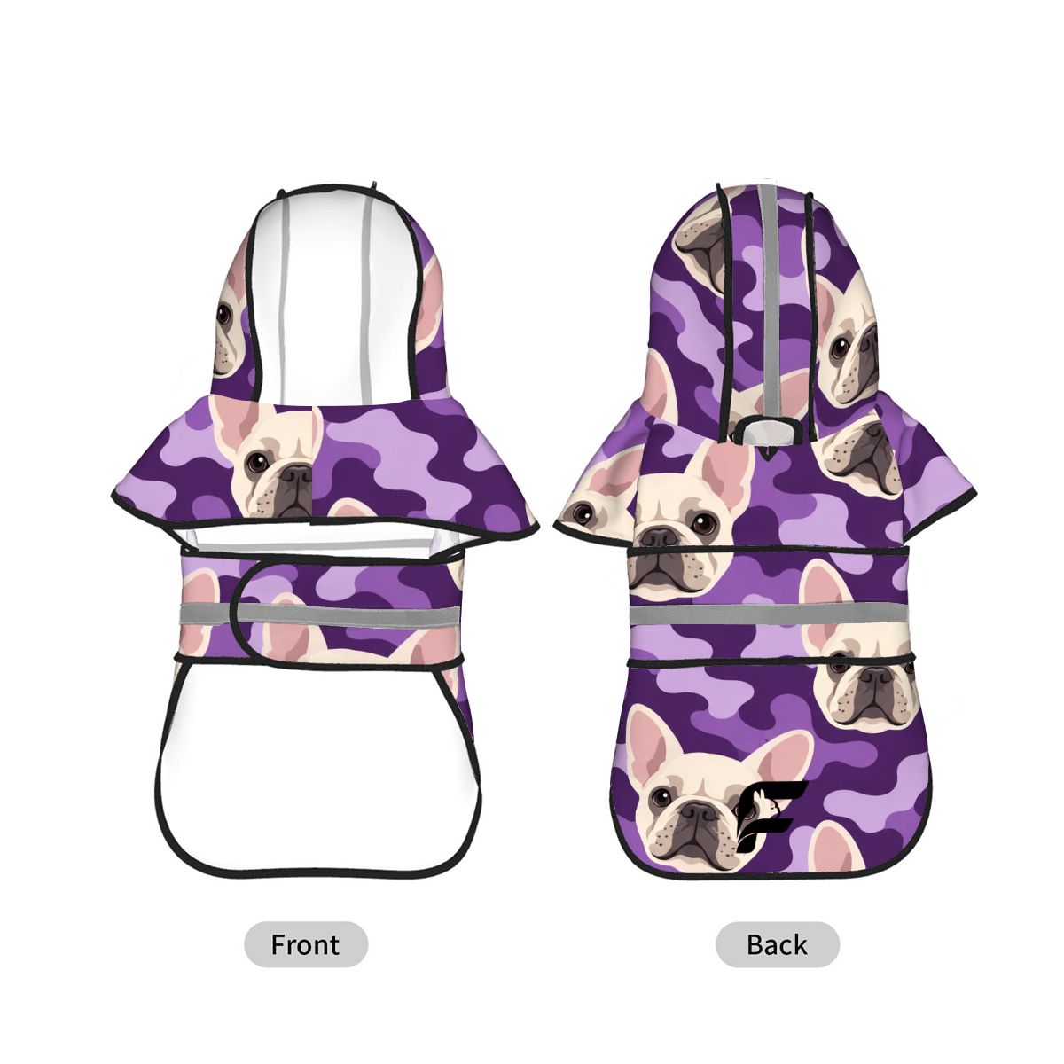 Lavender Mist French Bulldog raincoat product mockup