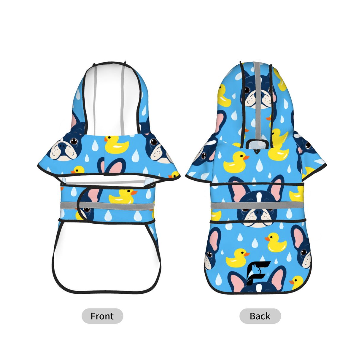 Ducky Day French Bulldog raincoat product mockup