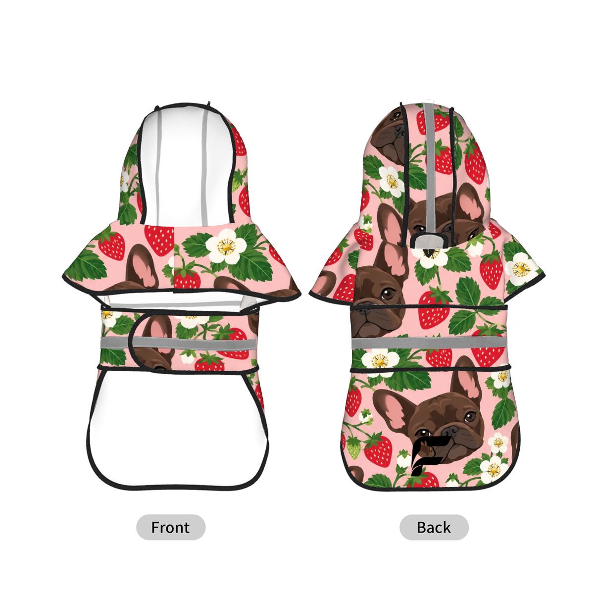 Berry Rain French Bulldog raincoat product mockup