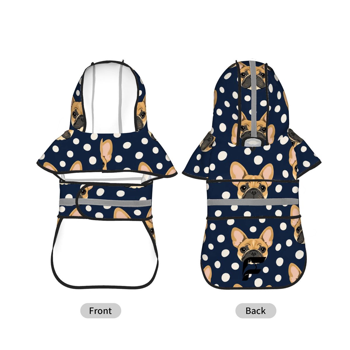 Midnight Dots French Bulldog raincoat product mockup