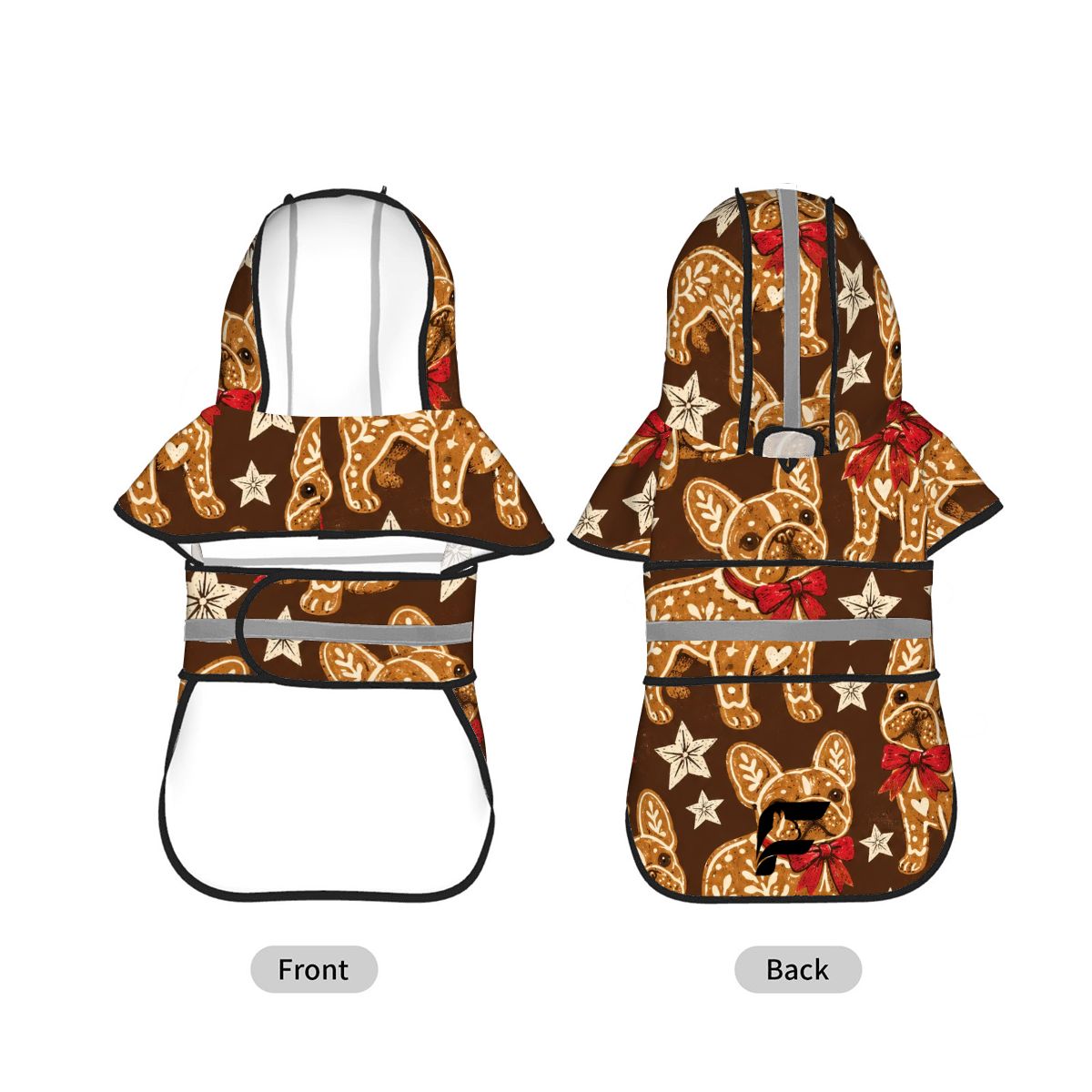 Gingerbread Frenchie French Bulldog raincoat product mockup