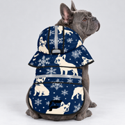 Winter Night French Bulldog raincoat on Frenchie model