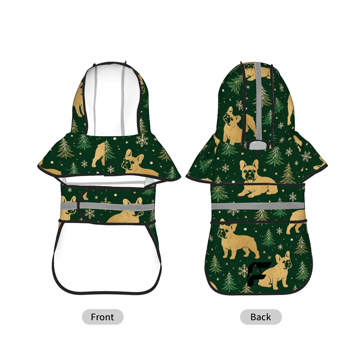 Evergreen Walk French Bulldog raincoat product mockup