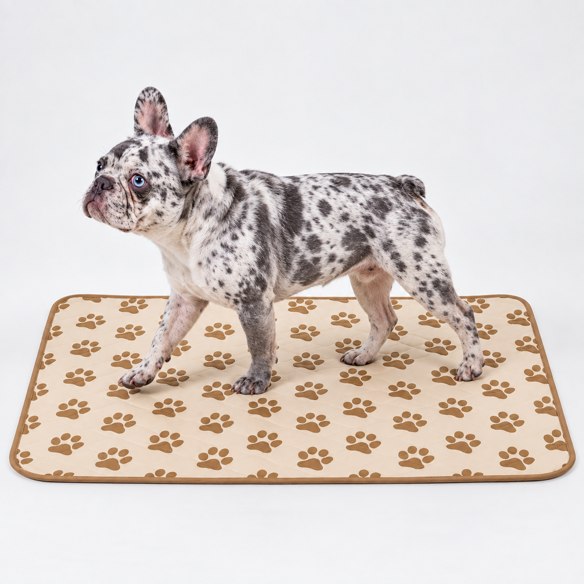 Washable French Bulldog Training Pad — Beige studio photo