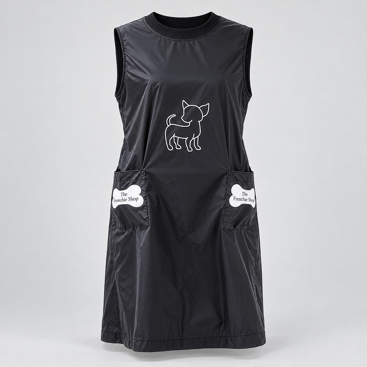 Water-Resistant French Bulldog Grooming Apron — product studio photo