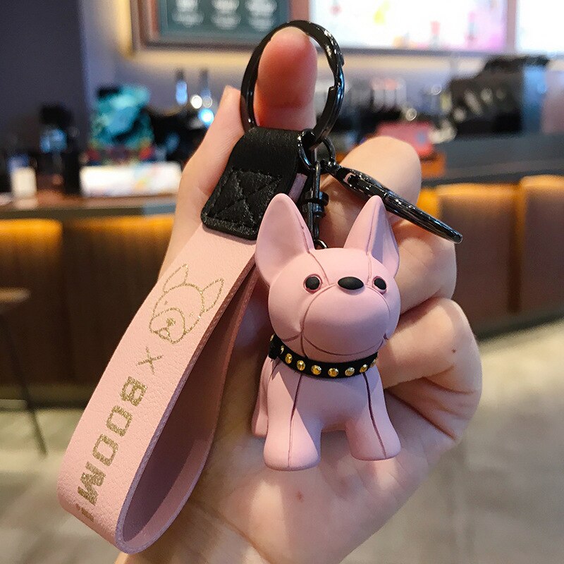 Cute French Bulldog Keychains PU Leather Rope - French Bulldog shop