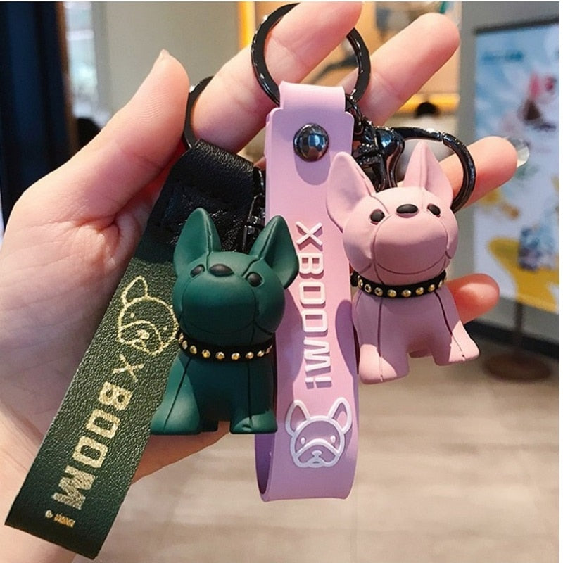 Cute French Bulldog Keychains PU Leather Rope - French Bulldog shop
