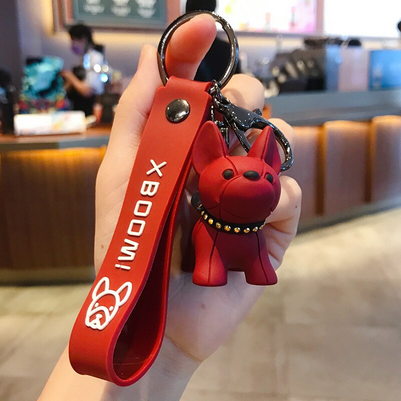 Cute French Bulldog Keychains PU Leather Rope - French Bulldog shop