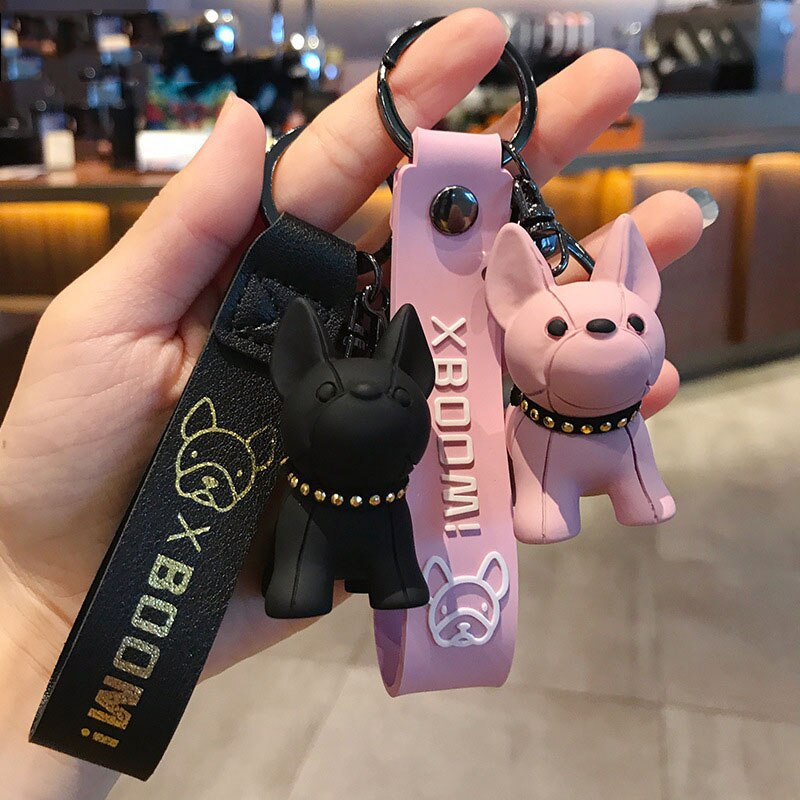 Cute French Bulldog Keychains PU Leather Rope - French Bulldog shop