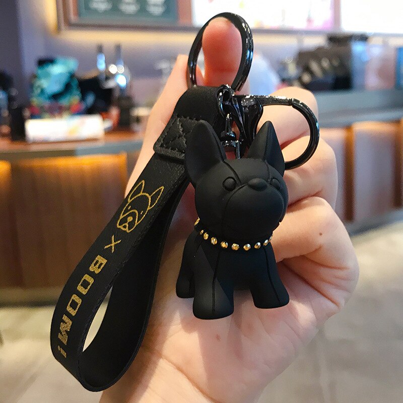 Cute French Bulldog Keychains PU Leather Rope - French Bulldog shop