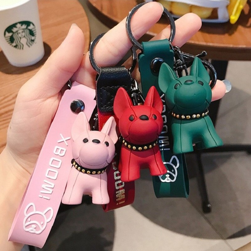 Cute French Bulldog Keychains PU Leather Rope - French Bulldog shop