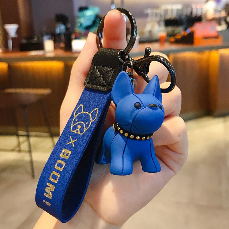 Cute French Bulldog Keychains PU Leather Rope - French Bulldog shop