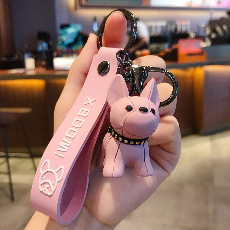 Cute French Bulldog Keychains PU Leather Rope - French Bulldog shop