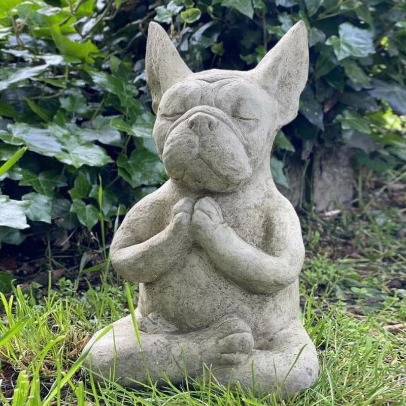 Yoga Pose Meditation French Bulldog Resin Statue