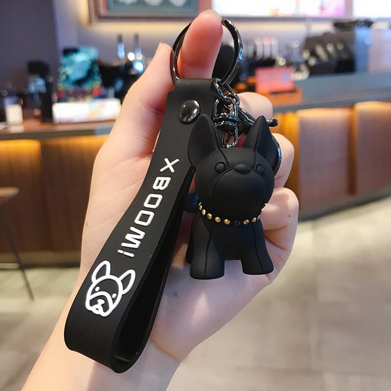 Cute French Bulldog Keychains PU Leather Rope - French Bulldog shop