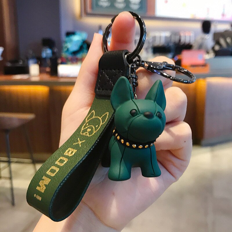 Cute French Bulldog Keychains PU Leather Rope - French Bulldog shop
