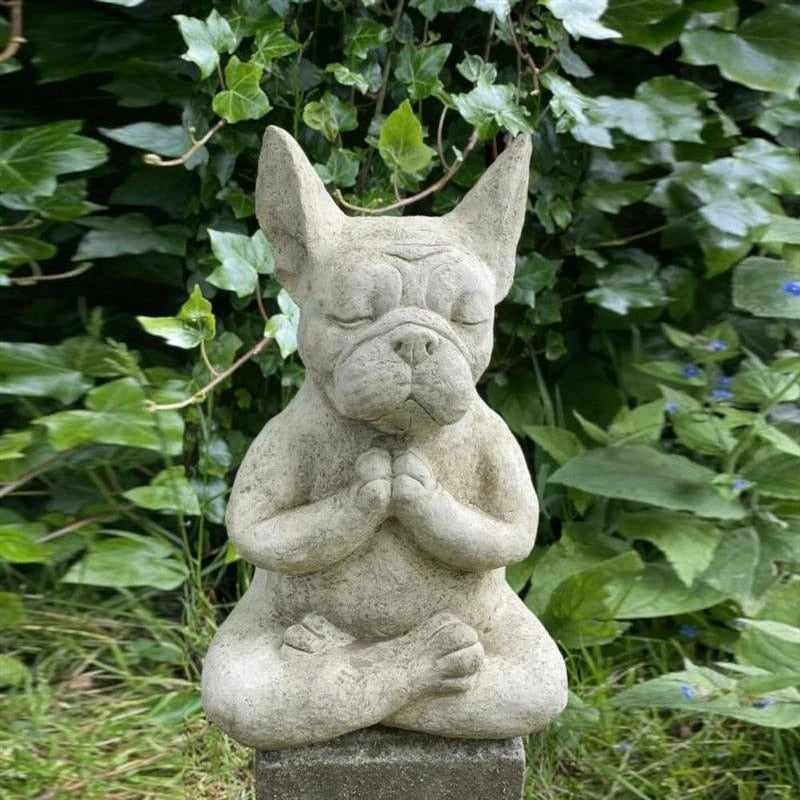 Yoga Pose Meditation French Bulldog Resin Statue